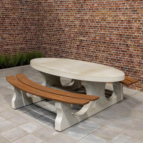 Betonski stol za piknik DeLuxe Oval Natural Concrete