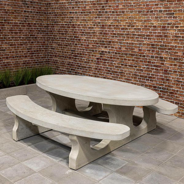 Betonski stol za piknik Oval Natural Concrete 