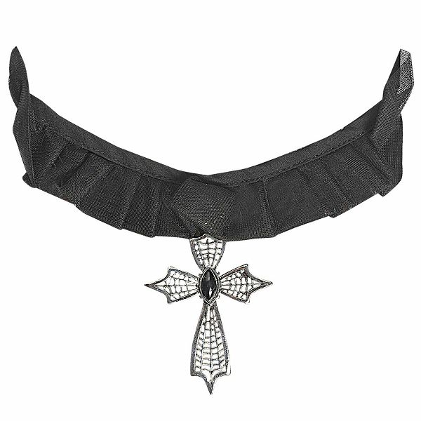 Čoker ogrlica s gotičkim križom