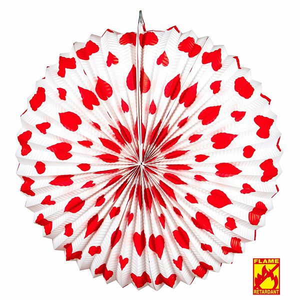 Papirnati lampion - Red Hearts 36 cm