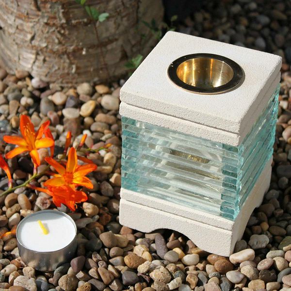 Stone Oil Burner - Square Glass Brick 